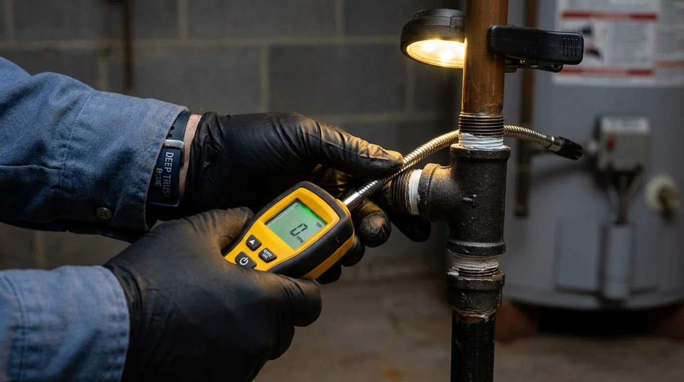 Gas leak detection with electronic sniffer by Johns Plumbing LLC in Wessington Springs