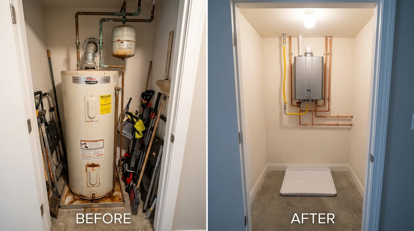 Tank water heater versus wall-mounted tankless unit comparison for Wessington Springs, SD homeowners